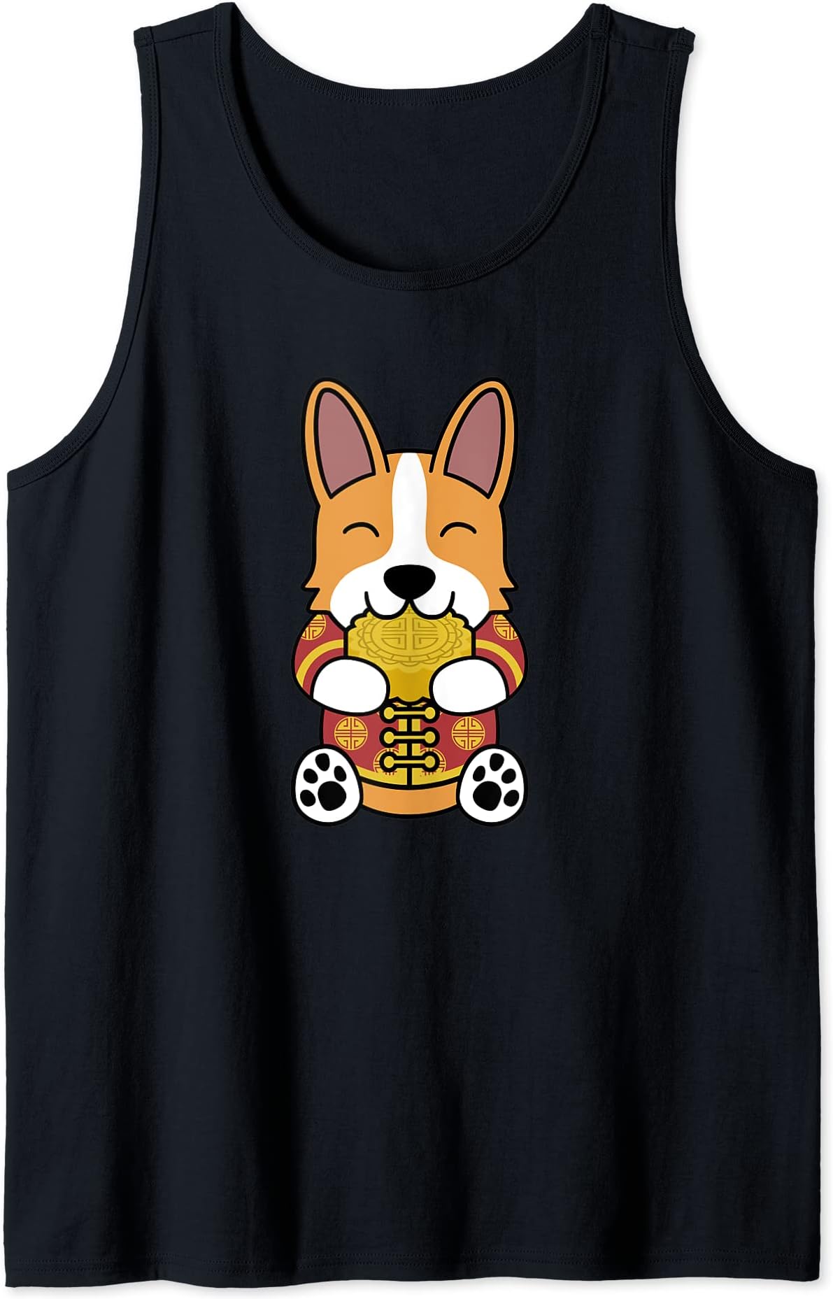 Funny Pembroke Welsh Corgi GiftsChinese Costume Mooncake Corgi Dog Tank Top