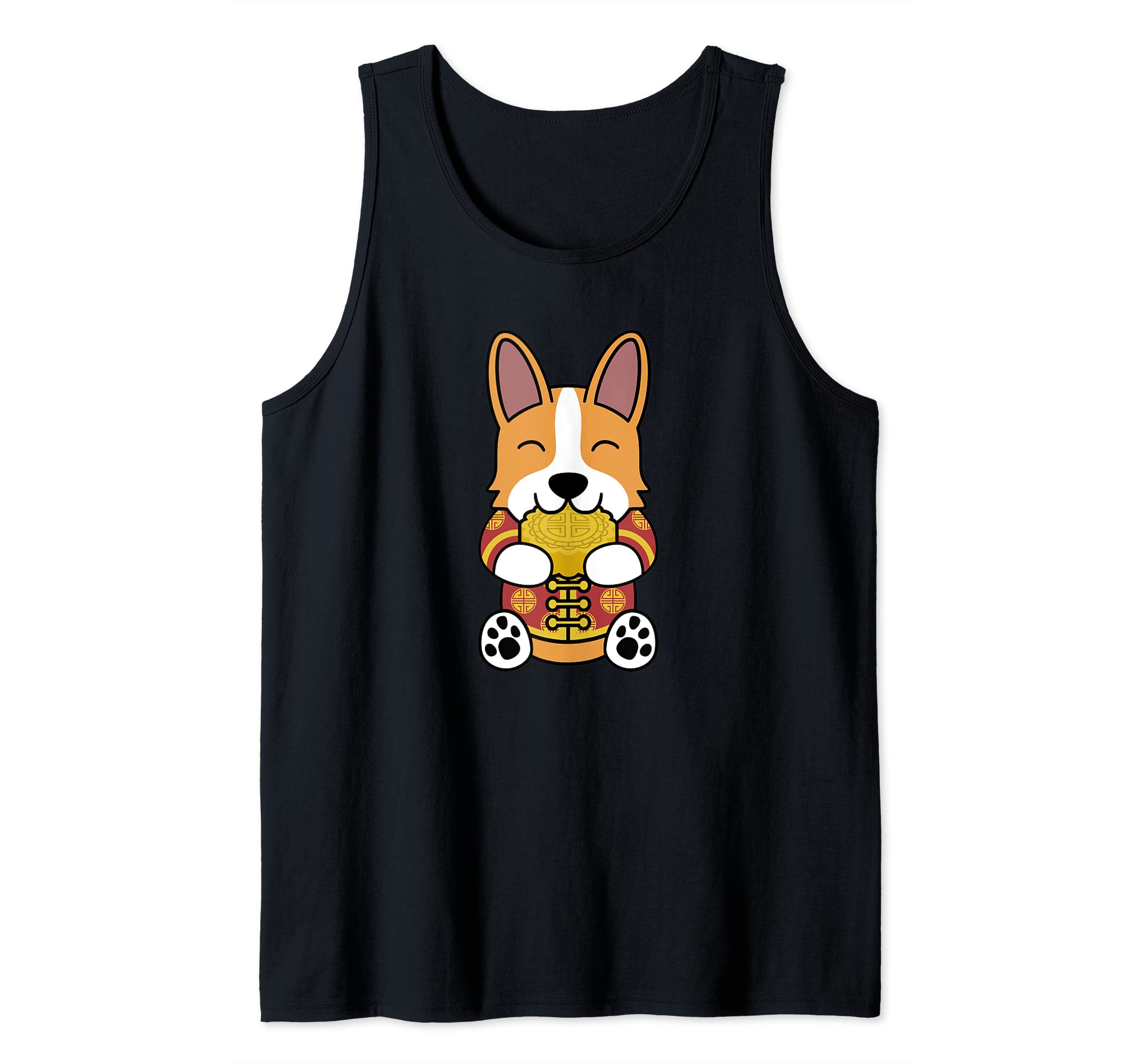 Funny Pembroke Welsh Corgi GiftsChinese Costume Mooncake Corgi Dog Tank Top