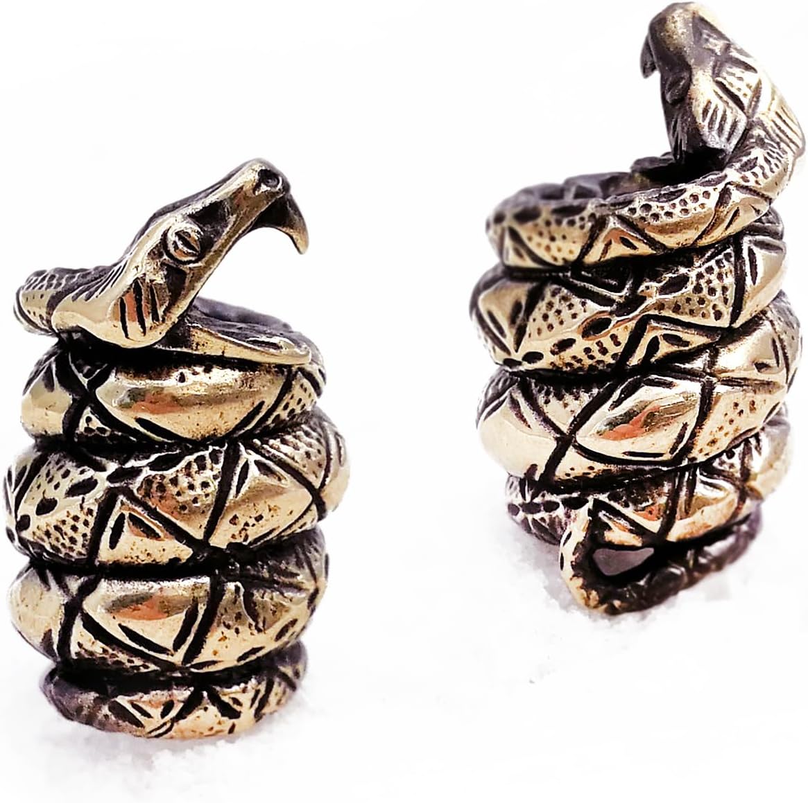 CooB 1Pcs/Lot EDC Paracord Bead, Charm, Beard Bead, Knife Lanyard Bead Snake Python. Hand-Casted Metal Beads for Custom Paracord Knives Lanyards