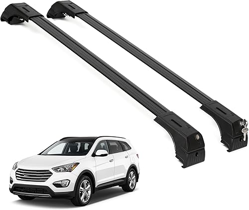 ERKUL Barras transversales de techo para Hyundai Santa Fe 2013-2018  Barras transversales de aluminio con bloqueo antirrobo para techo  Compatible