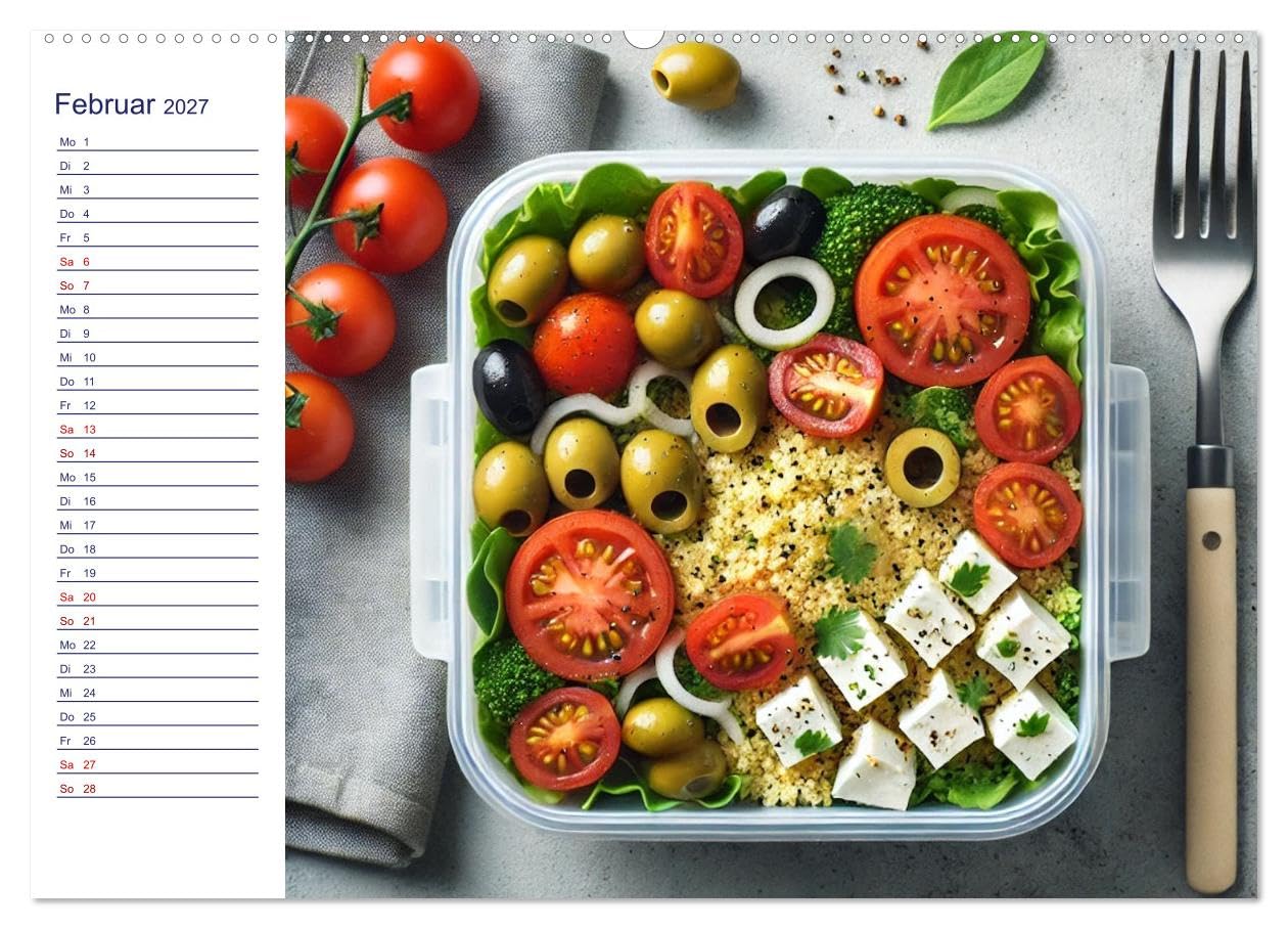 CALVENDO - Lunchpaket Love - Einfach, lecker, gesund (Wandkalender 2027 DIN A2 quer), Monatskalender: Ein Essenskalender speziell für das Büro