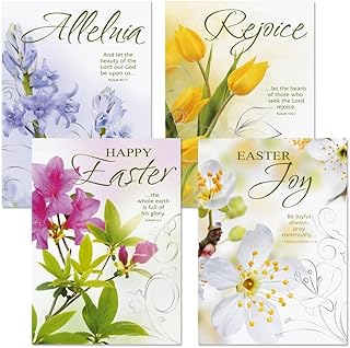 Current Deluxe Joy Religious Easter Value Greeting Card Set - Value Pack of 8 Cards for Kids & Adults With White Envelopes, 4 Design Prints, Large 5" x 7" Greetings