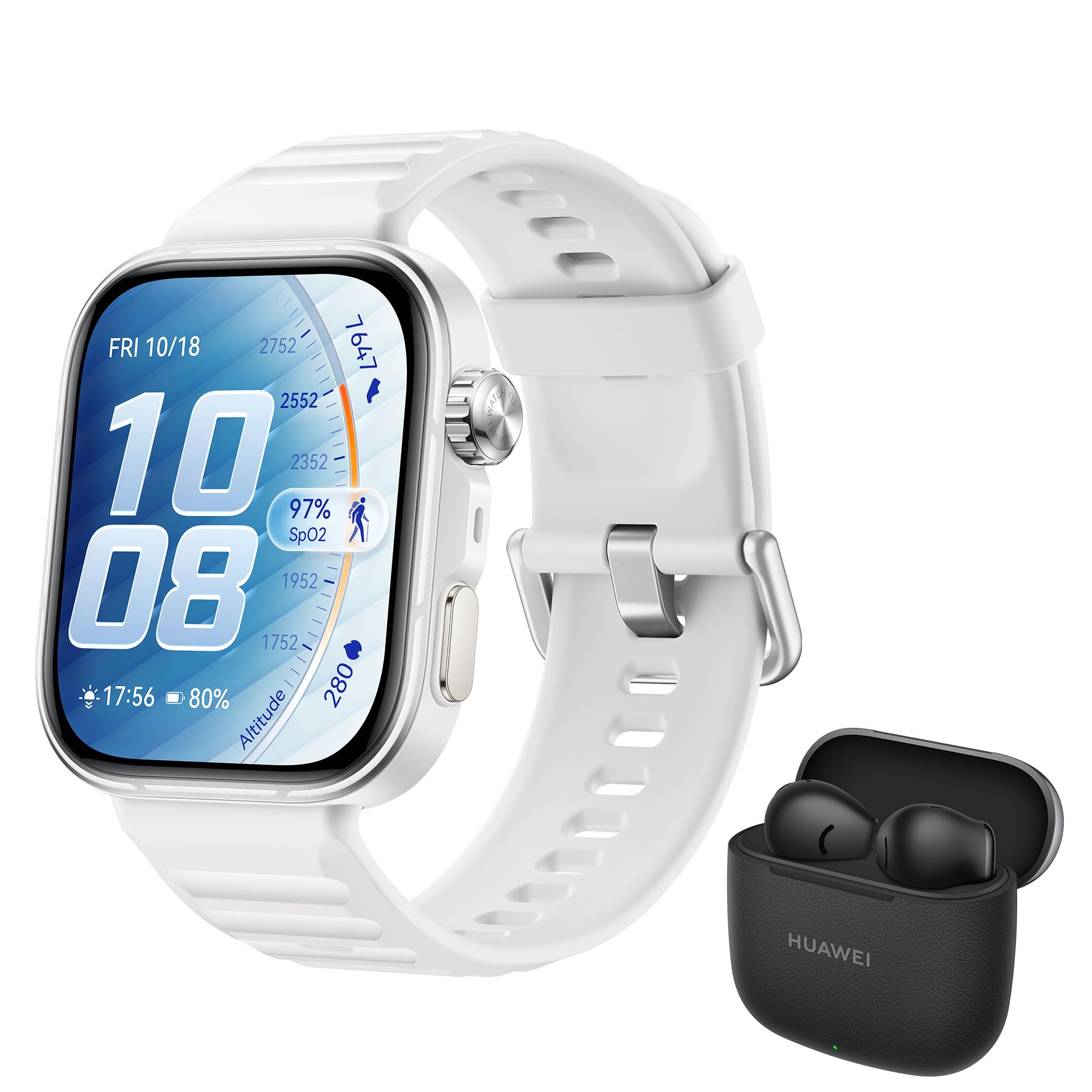 HUAWEI WATCH FIT 5 Pro Akıllı Saat, GPS, EKG, 1,92″ Safir Cam Ekran, NFC, Outdoor Modlar, Sağlık Takibi, Uzun Pil Ömrü, 5 ATM, Android ve iOS, Beyaz + FreeBuds SE 3