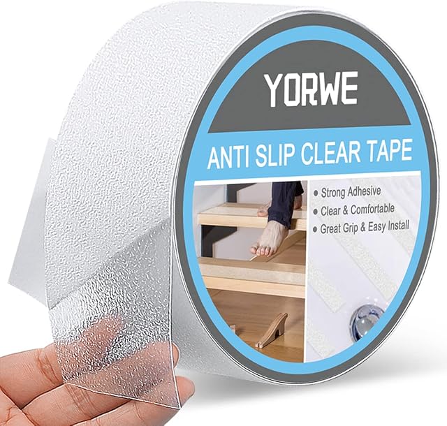 Yesreal Anti Slip Clear Tape, Bathtub and Shower Treads, Safety Walk Self Adhesive Non-Slip Tape (5CM Width x 5M Long, Clear)
