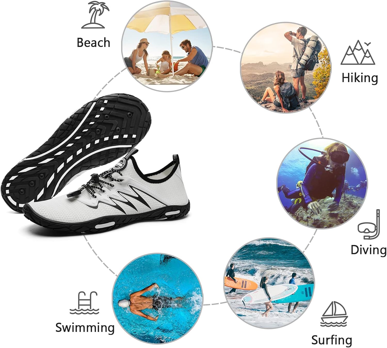 Water Shoes Mens Womens Beach Swim Shoes Quick-Dry Aqua Socks Pool Shoes for Surf Yoga Water Aerobics