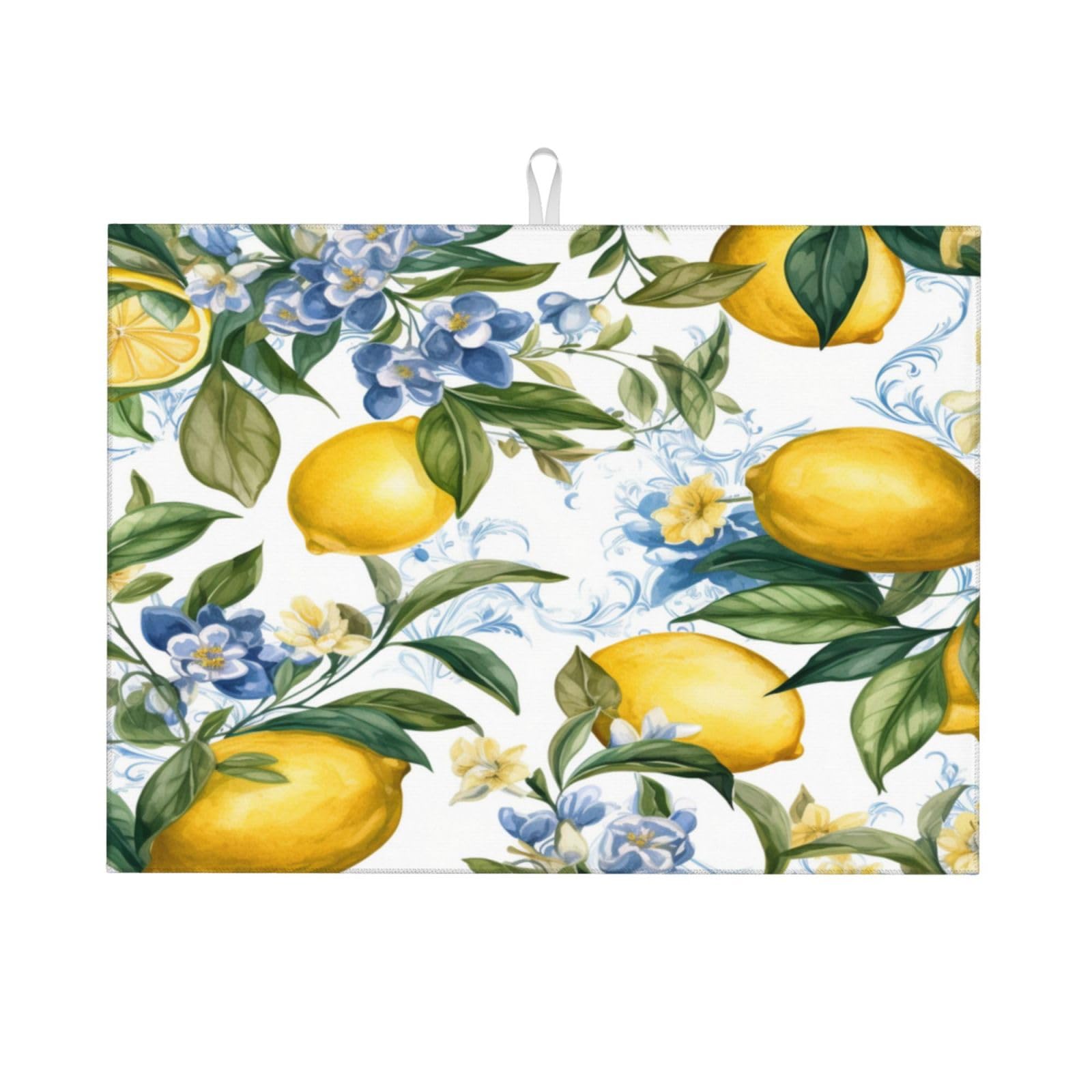 Yellow Lemon Dish Drying Mat for Kitchen Counter Decor 18x24 Inch