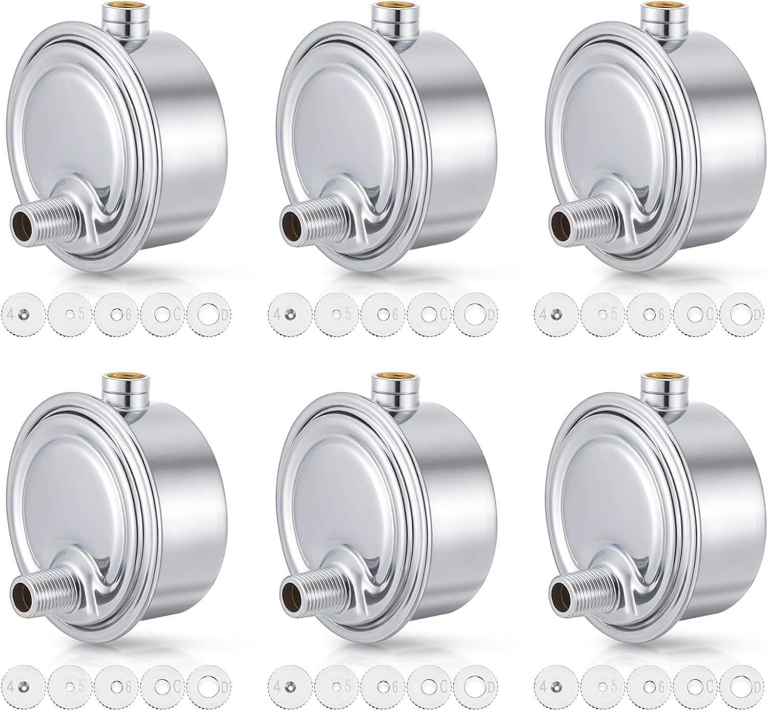 Gisafai 6 Pack Steam Radiator Air Valve #4#5#6#C #D 1/8" Steam Air Vent Angle Mount Heat Regulator Valve Chrome Plated Copper Vent for Winter Radiator Parts