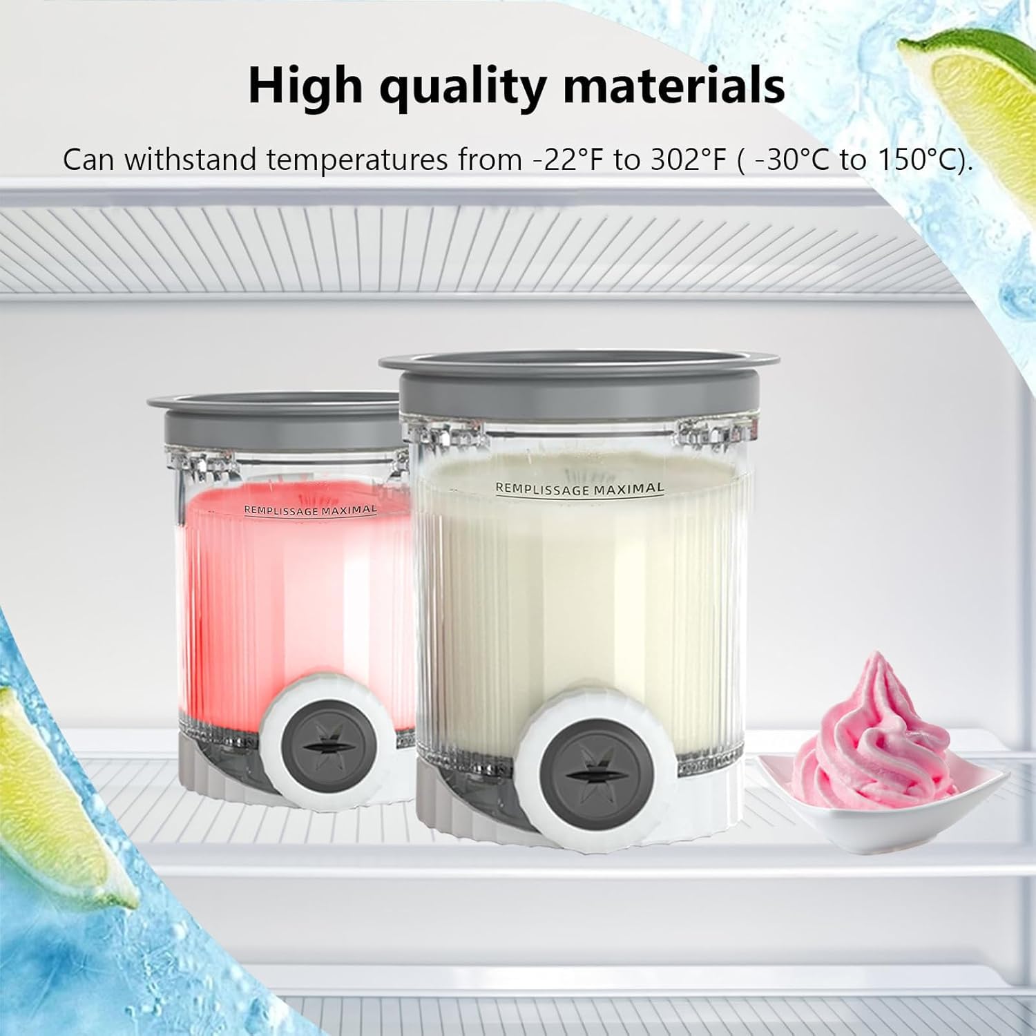 BigKing Lot de 2 récipients pour ninja Creami Swirl Pints, Récipients compatible NC700 701, Conteneurs pour Ninja Creami Swirl Pints et couvercle
