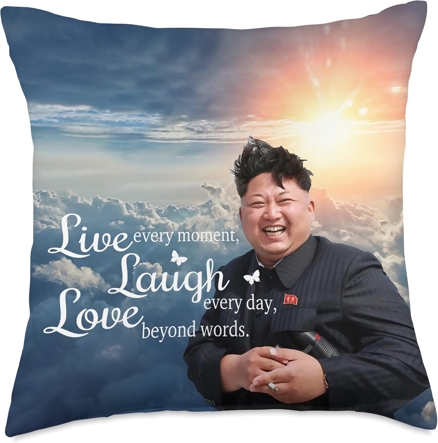 Live Laugh Love Kim Jong Un Throw Pillow, 18x18, Multicolor Home & Kitchen