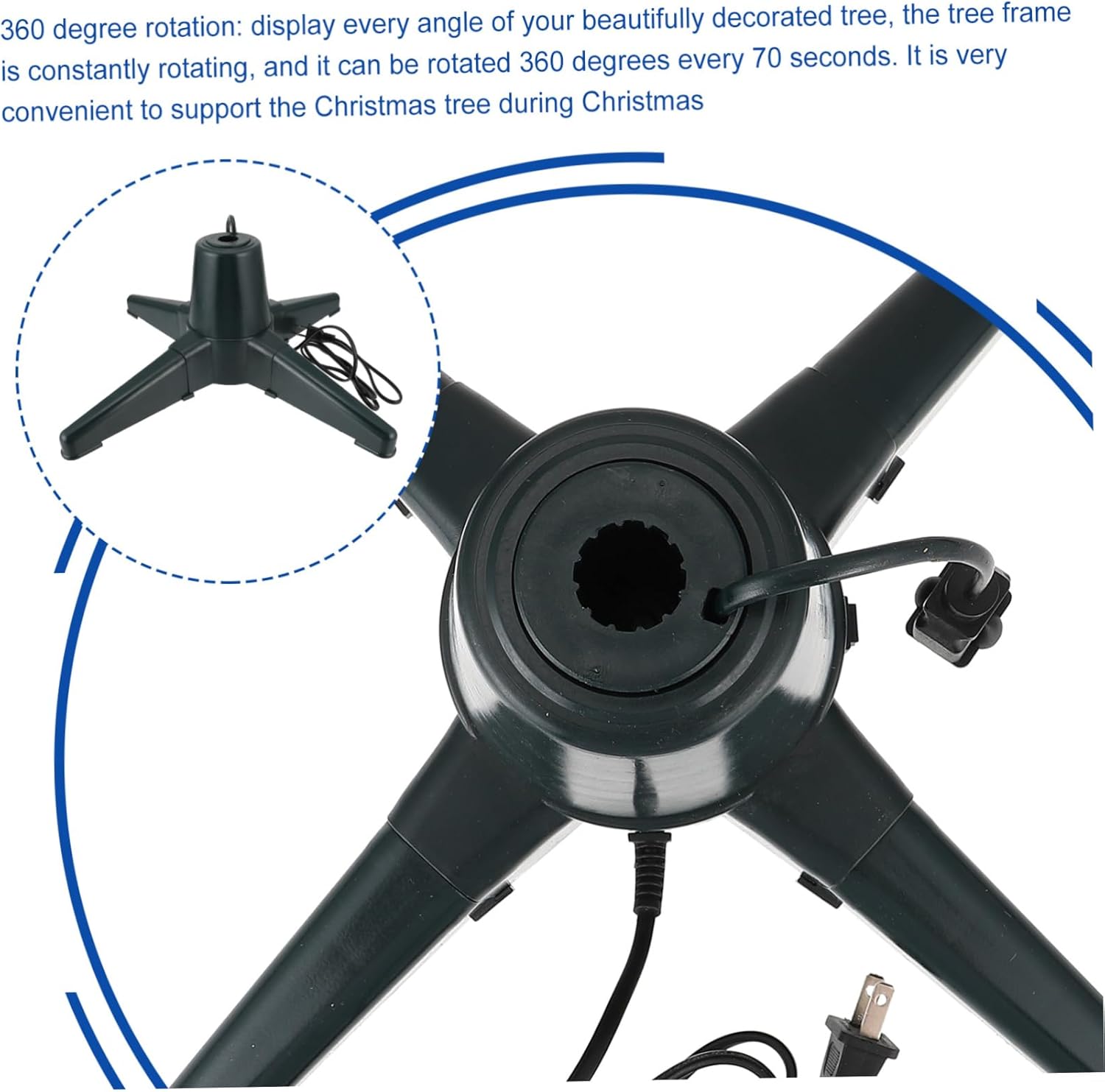 1pc Electric Rotatable Christmas Tree Stand Bracket Us Base for Holiday Decorations Supports Artificial Trees Convenient Display for and Events