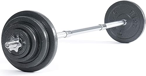 TELK pesos ajustables (133 libras con 60" Barbell) con hierro fundido, acabado brillante y collares seguros