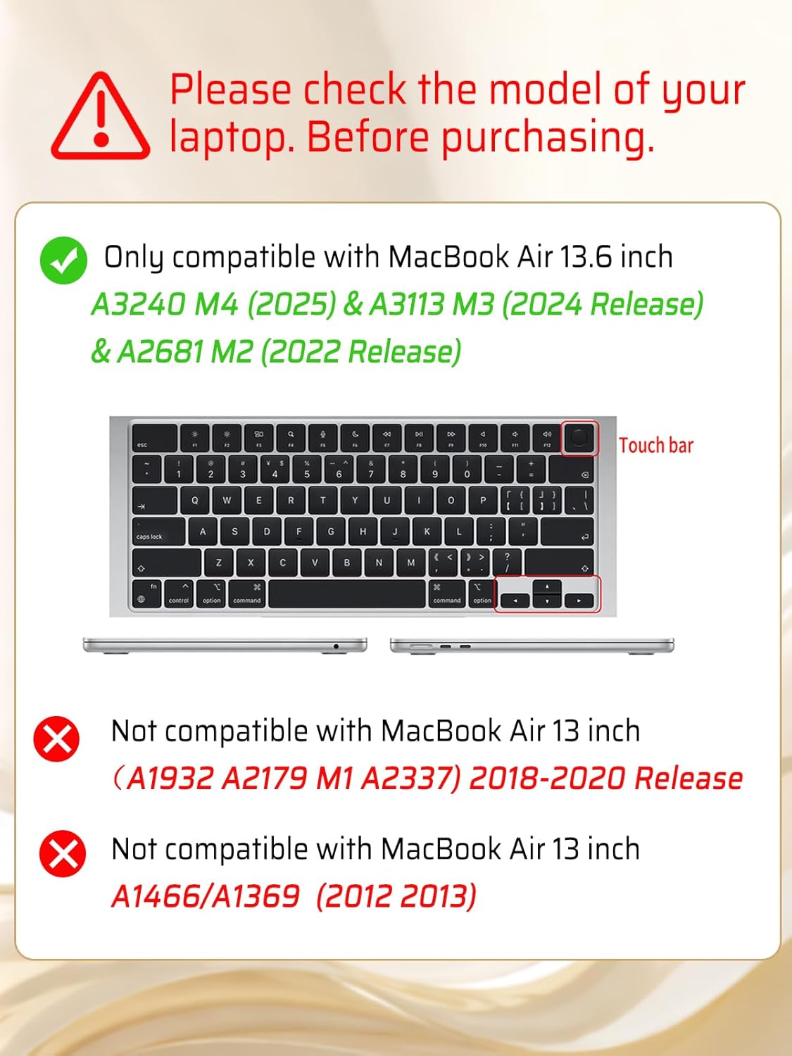 Seorsok Compatible with New MacBook Air 13.6 inch Case M4 M3 M2 2025 2024-2022 Release A3240 A2681 A3113,Elegant Leopard Grain Leather Plastic Hard Shell Case with Keyboard Cover,Brown - Image 3