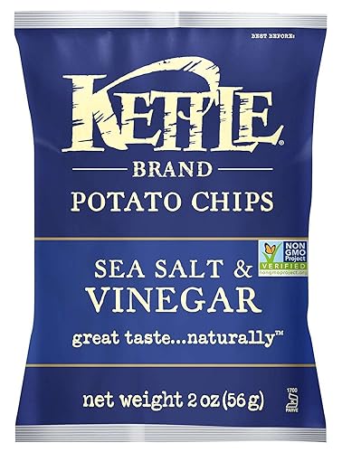 Kettle Brand Papas fritas, sal marina y bolsas de vinagre, 2 onzas (paquete de 24)