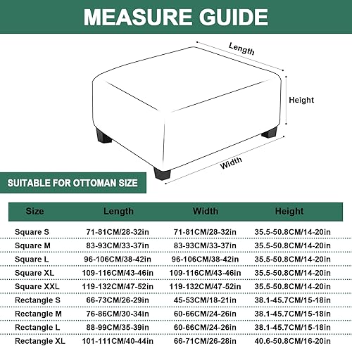 Miniatura 3 de Funda otomana acolchada impermeable para reposapiés, funda protectora de taburete con cordones antideslizantes (café, rectangular L26-29, W18-21