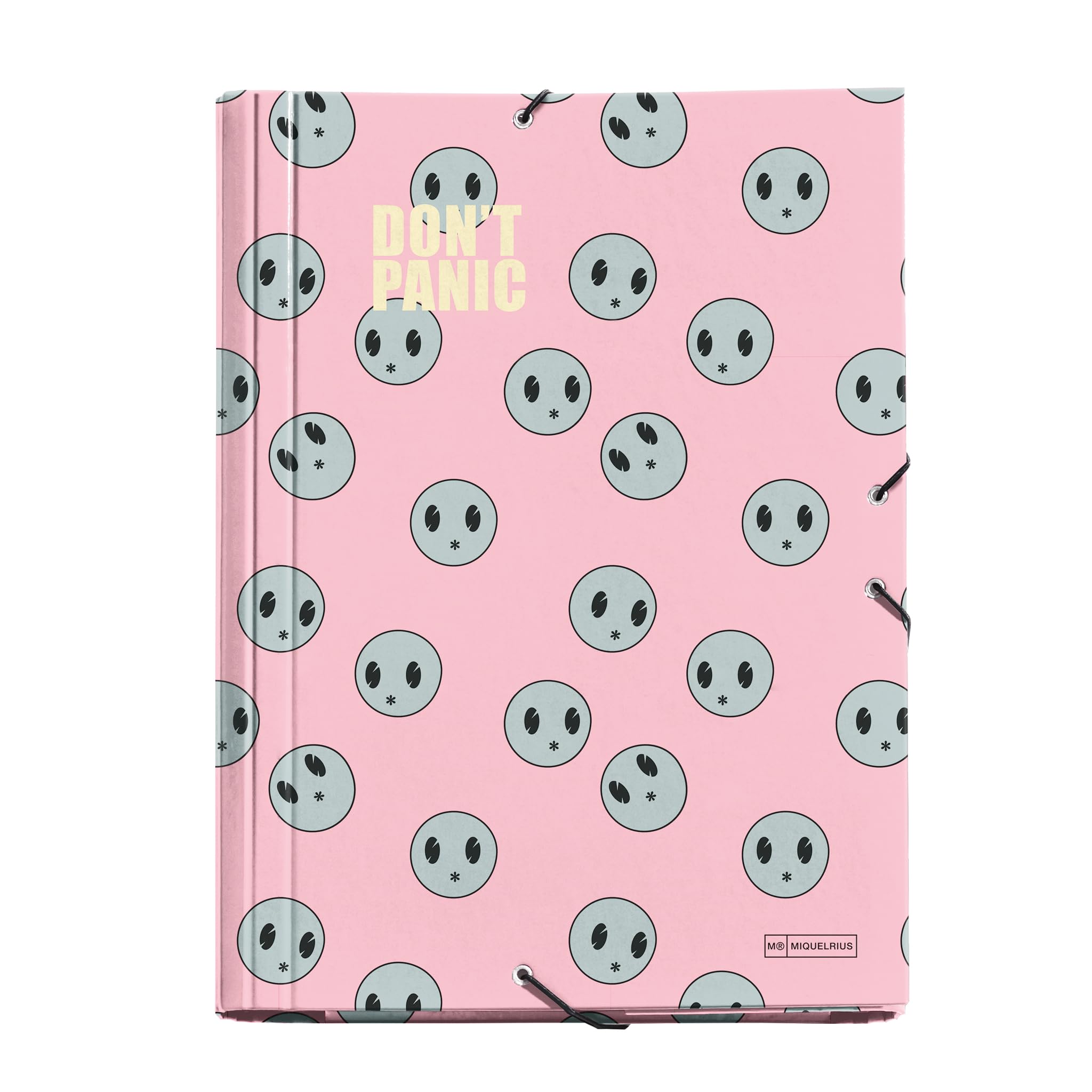 Miquelrius - Folder with Flaps A4, 250 x 340 x 20 mm, Hard Cardboard, Elastic Closure, Don't Panic Collection