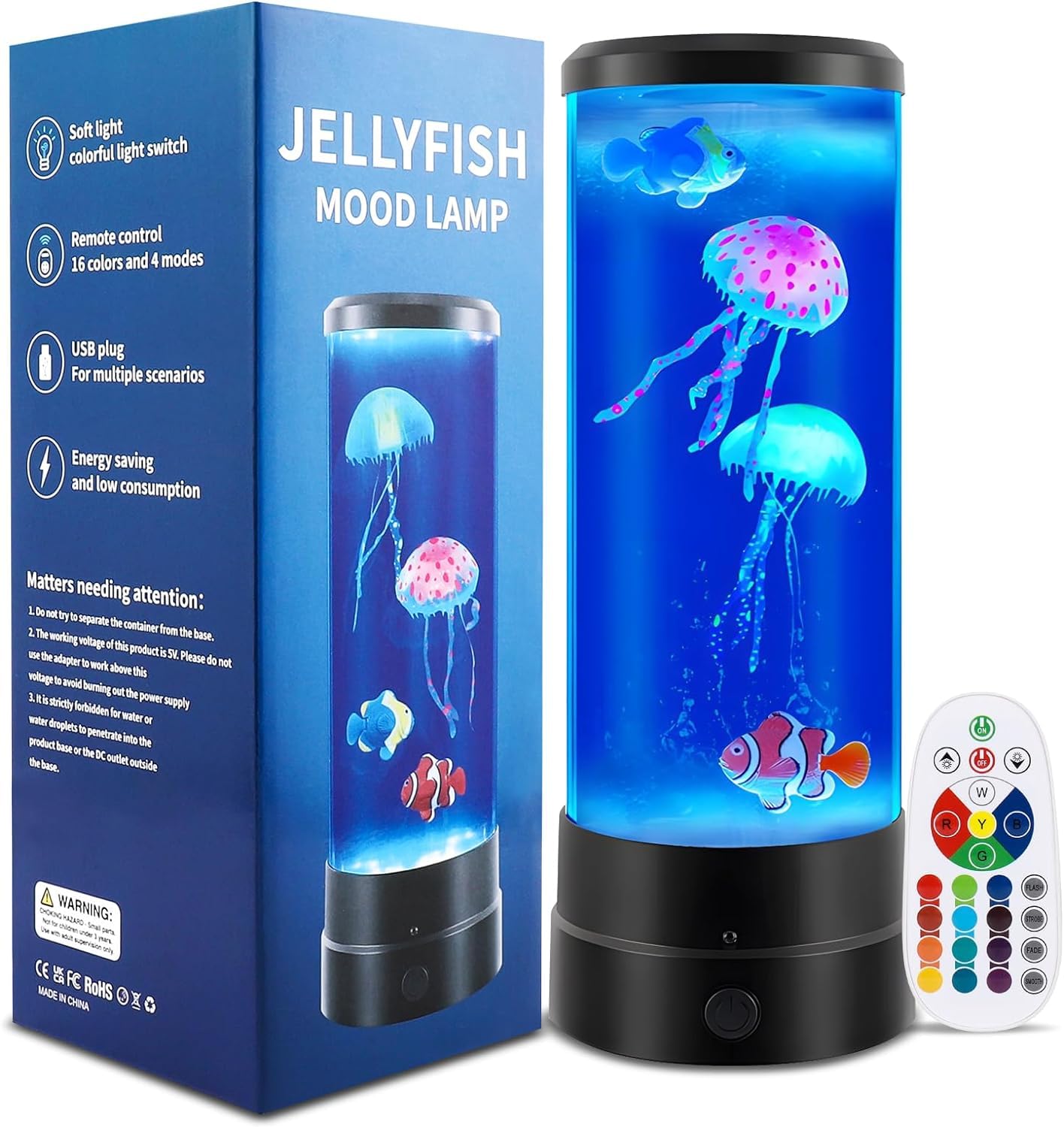 Lámpara de Lava de Medusas, Ambesty 17 Colores Jellyfish Lava Lamp, Lámpara LED de Lava Medusas, Luces de Estado de ánimo con Mando a Distancia, para Dormitorio de Niños Regalo de Cumpleaños de Navida