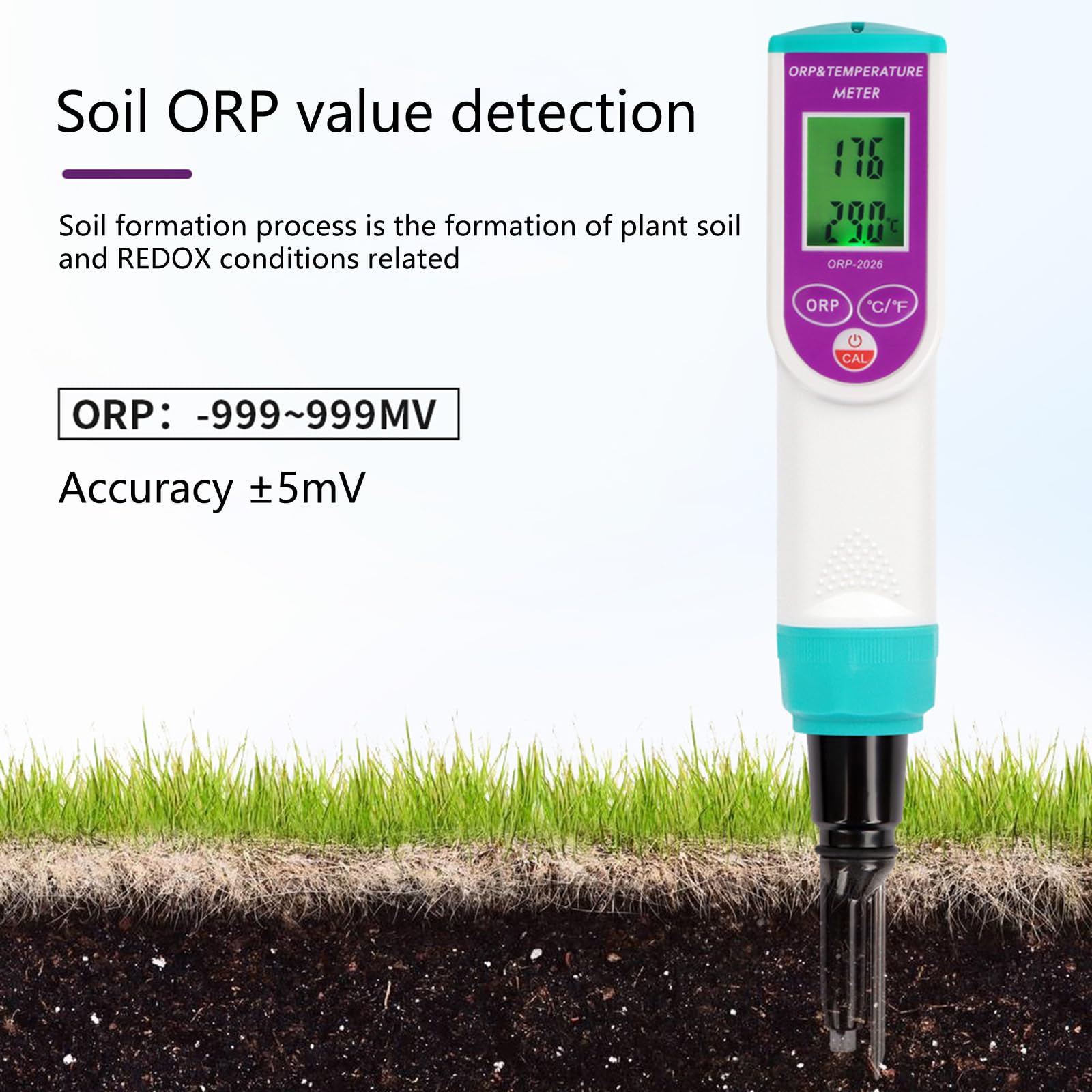 Medidor de temperatura del suelo para plantas, probador de suelo 2 en 1 con sensores digitales y pantalla LCD para temperatura