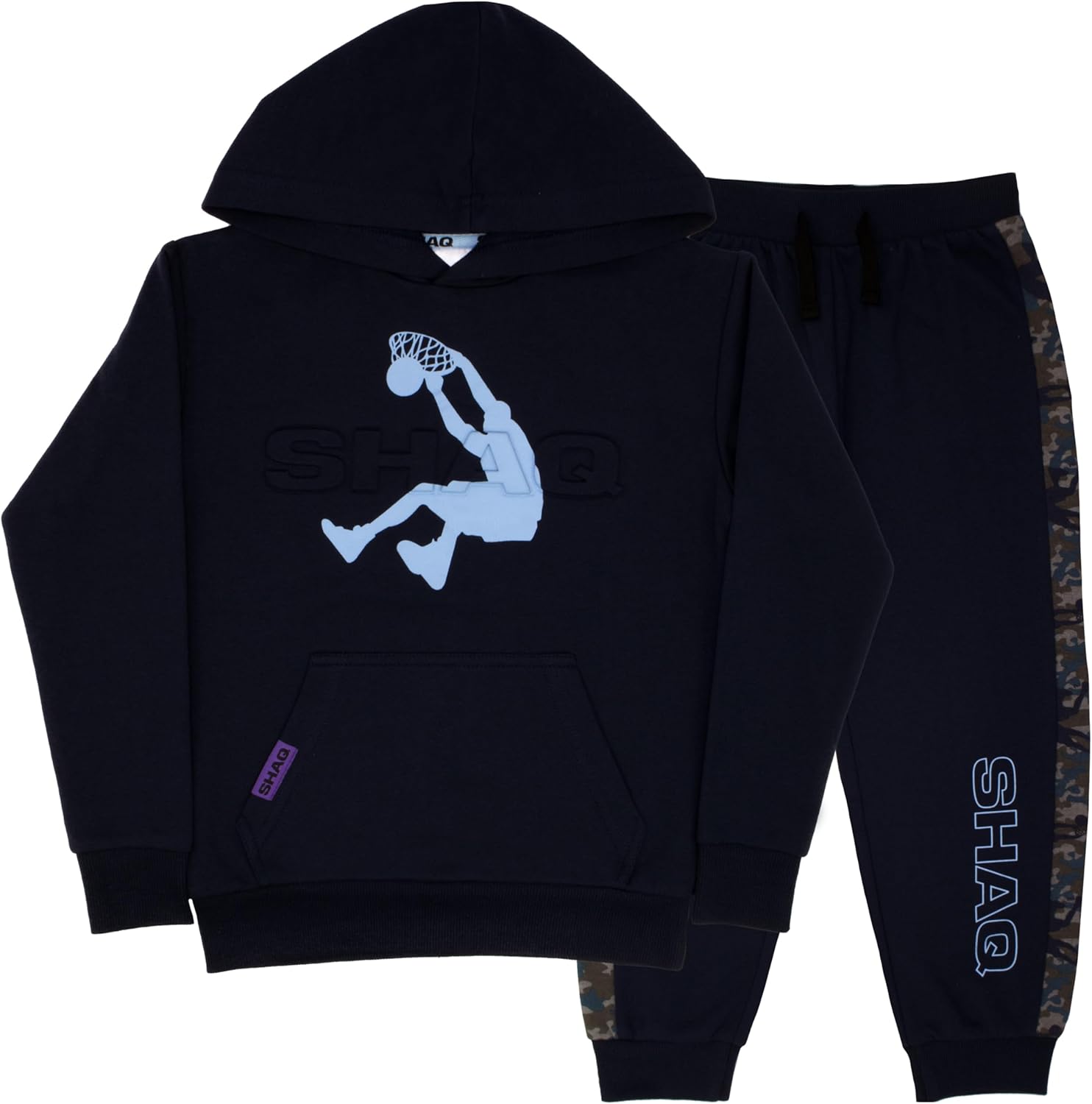 SHAQ Boy's Casual Fit 2-Piece Set - Long Sleeve Hooded Pullover Sweatshirt, Graphic Hoodie & Jogger Pants for Kids