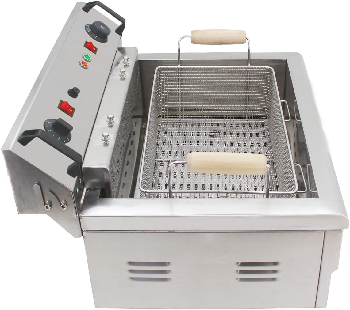 ALDKitchen Commercial Deep Fryer | Electric Oil Fryer | Snack Machine with Removable Basket | Stainless Steel | 110V (30 L)