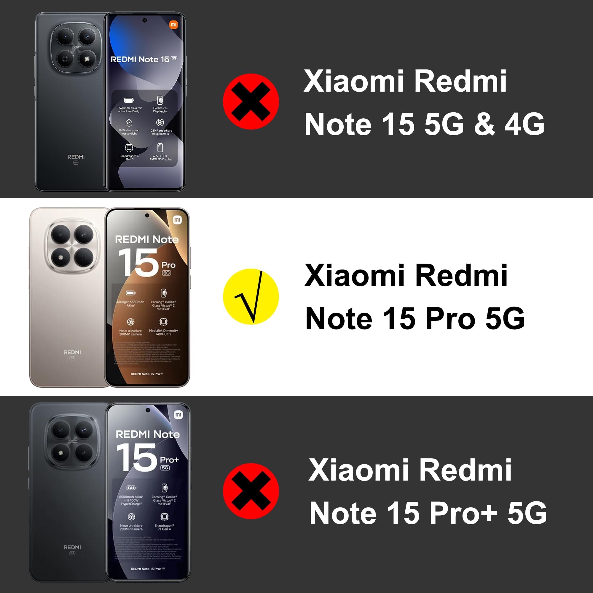 Dl3 Mobilak Case For Xiaomi Redmi Note 15 Pro 5G, Crystal Clear Case [Not Yellowing] [Military Grade Drop Protection] Shockproof Protective Transparent Protective Slim Cover - Black