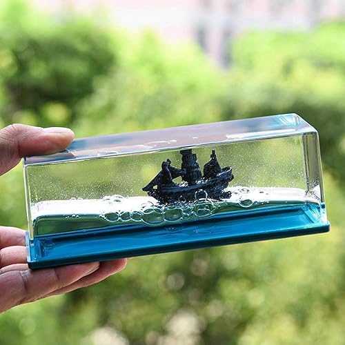 Miniatura 4 de Botella líquida líquida de deriva de barco pirata, pisapapeles de onda líquida Titanic, decoración de escritorio, perla negra, barco pirata,