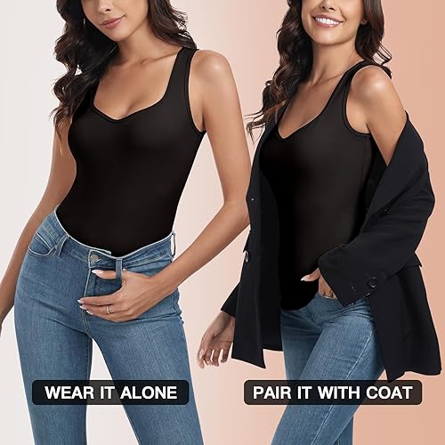 Miniatura 6 de WOWENY Camiseta sin mangas de forro polar térmico para mujer, sin mangas, cuello corazón, chaleco de invierno, ropa interior, camiseta cálida