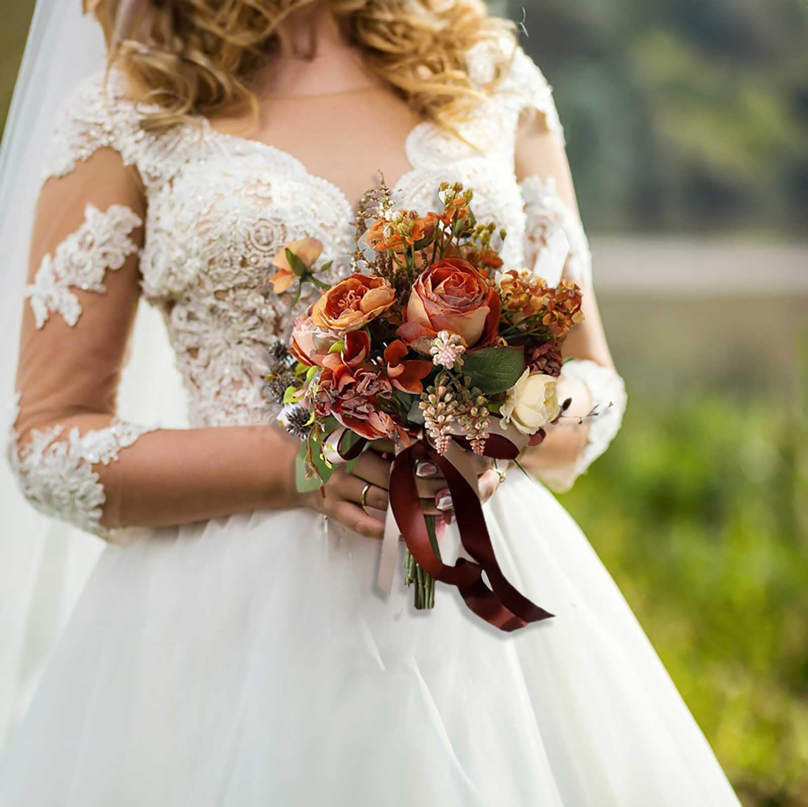 Amazon.com: 9 Inch Bride Bouquet for Fall Winter Wedding