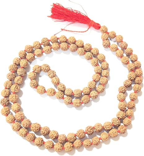 Hitech - 108 cuentas Rudraksha Japa Mala – 36 pulgadas de largo – Tamaño de cuentas de 0.315 in (cuentas de oración para meditación) oración