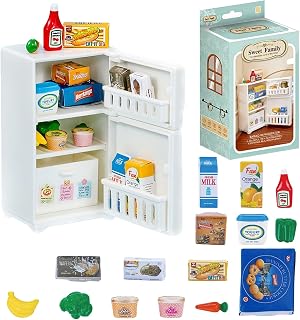 17Pcs 1:12 Scale Dollhouse Fridge Kitchen Kit, Mini Food & Furniture Ornaments for Adult Micro Scene Hobby Collectors