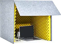 Capa à prova de som para mesa de 71 x 71 cm x 71 cm cabine de gravação vocal portátil com escudo de absorção vocal microfone cabine de isolamento cubo para estúdios de música Podcasts
