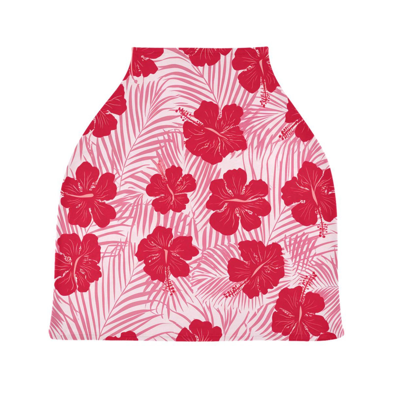 Nesatuwa Baby Car Seat Cover Hibiscus Pink Breastfeeding Covers Stretchy Breathable Multi-Use Cover Carseat Canopy for Girls and Boys