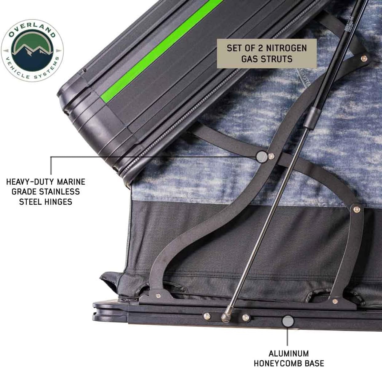 Overland Vehicle Systems XD Everest Cantilever Aluminum Hard Sheel Roof Top Tent with Black Out Kit - Grey Body & Black Rainfly