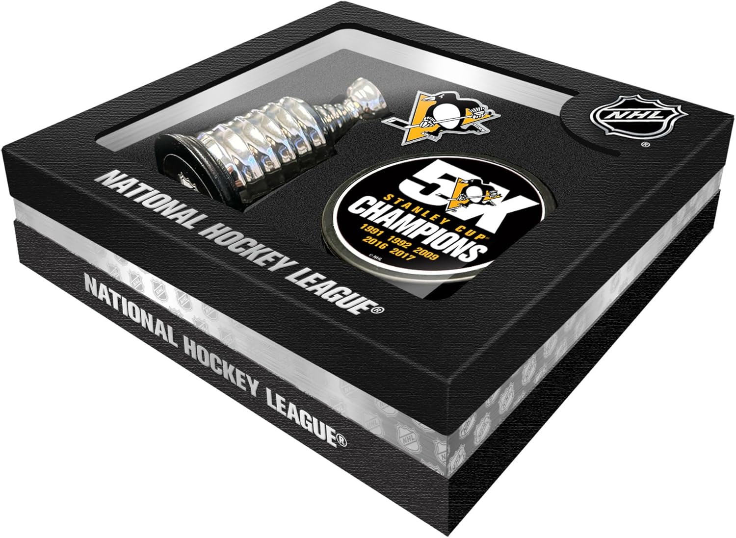 Sports Decor Pittsburgh Penguins Stanley Cup Champs Puck + Replica Cup Gift Box Set