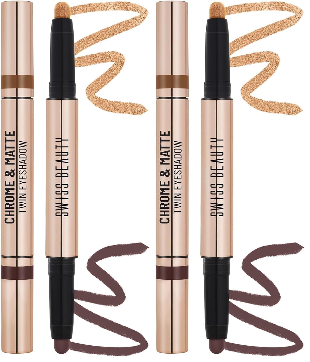 Swiss Beauty Chrome & Matte Twin Eyeshadow Stick | Mix of Matte and Shimmer | Easy to blend, non creasing eyeshadow | 24 Hour Stay | Shade- Cinnamon Crush, 2g (Pack of 2)-image-33