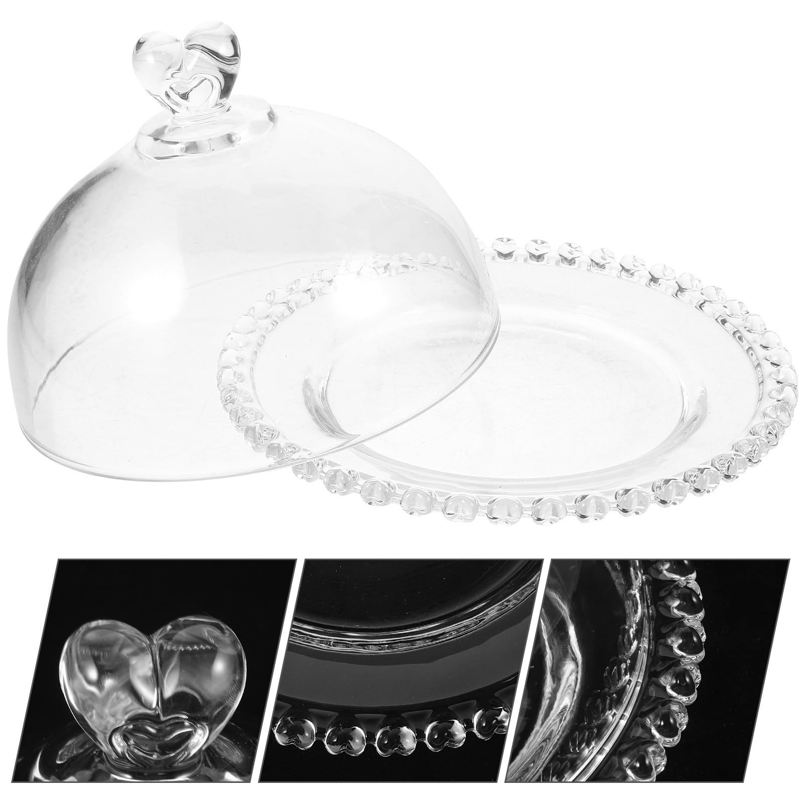 Bandeja de Cristal Diseño Multifuncional para Tartas Cúpula Transparente Mantiene los Alimentos Frescos y Seguros para Eventos y Reuniones