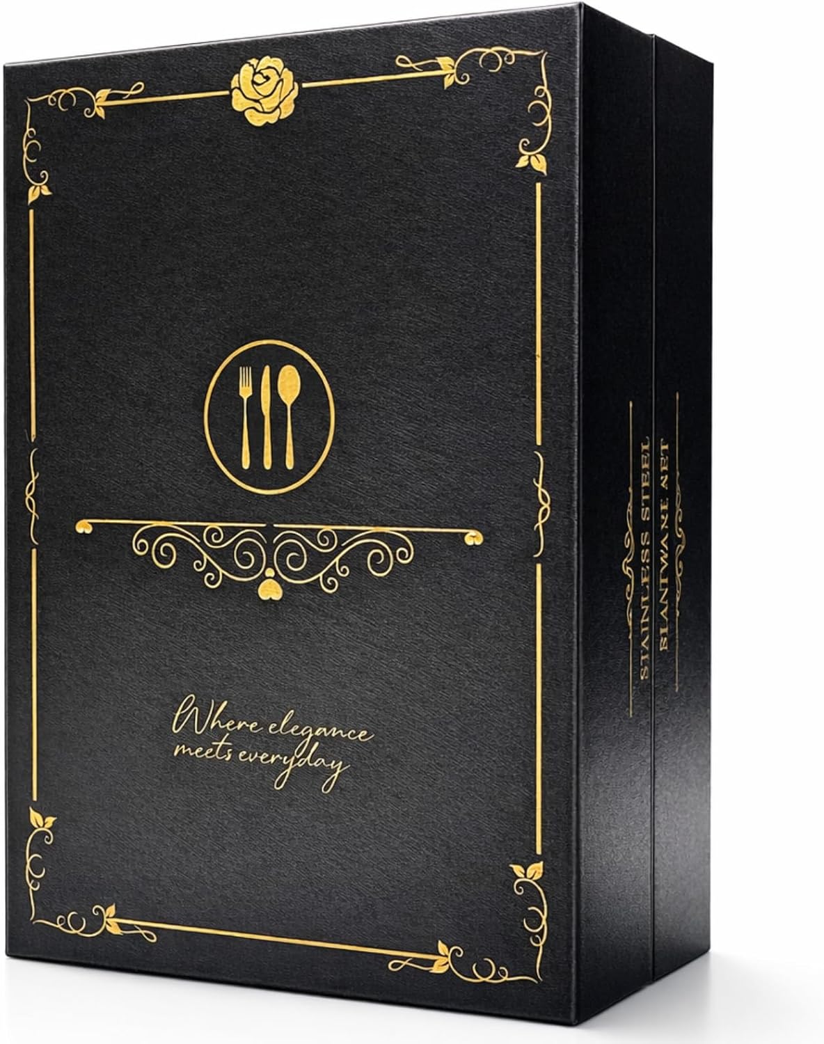 Gold Silverware Set for 10, 60-Piece Stainless Steel Flatware, Hammered Tapered Handle, Mirror Polished Dishwasher Safe Gold Cutlery Set for Home & Restaurant