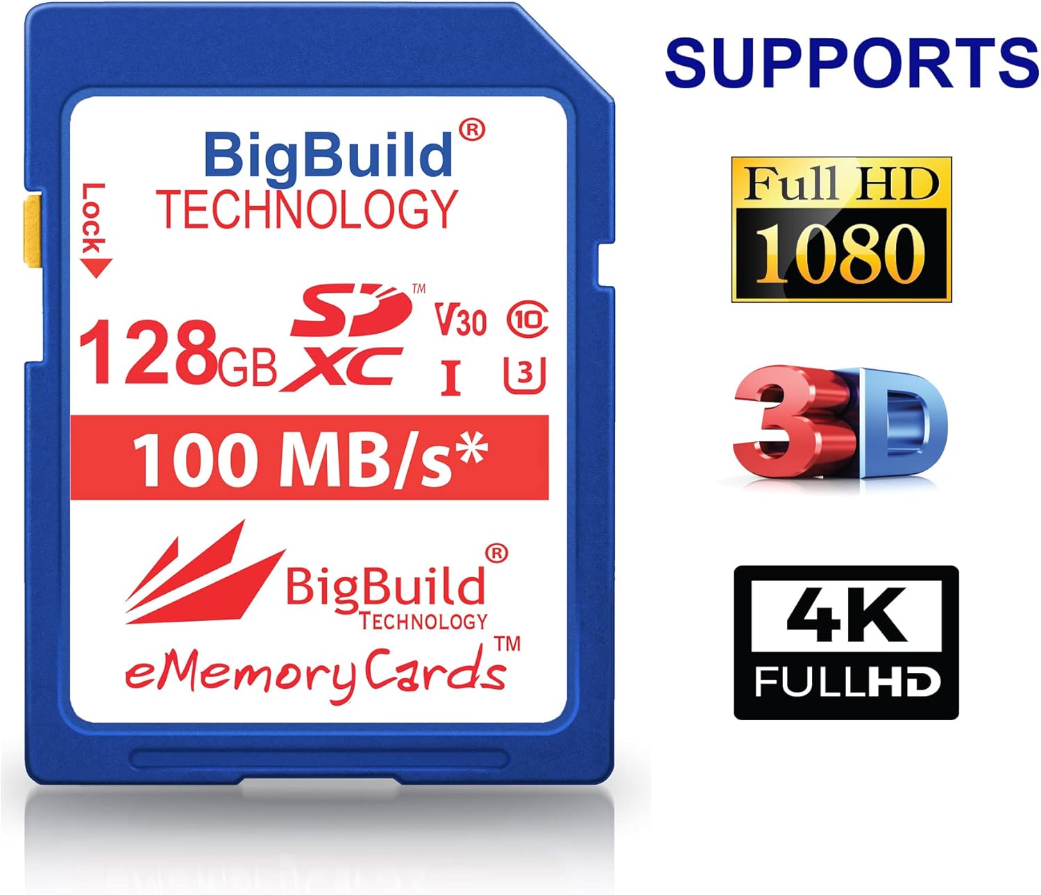 128GB Ultra Fast U3 SDXC 100MB/s Memory Card Compatible with Kodak PIXPRO FZ101, FZ45, FZ55 Camera