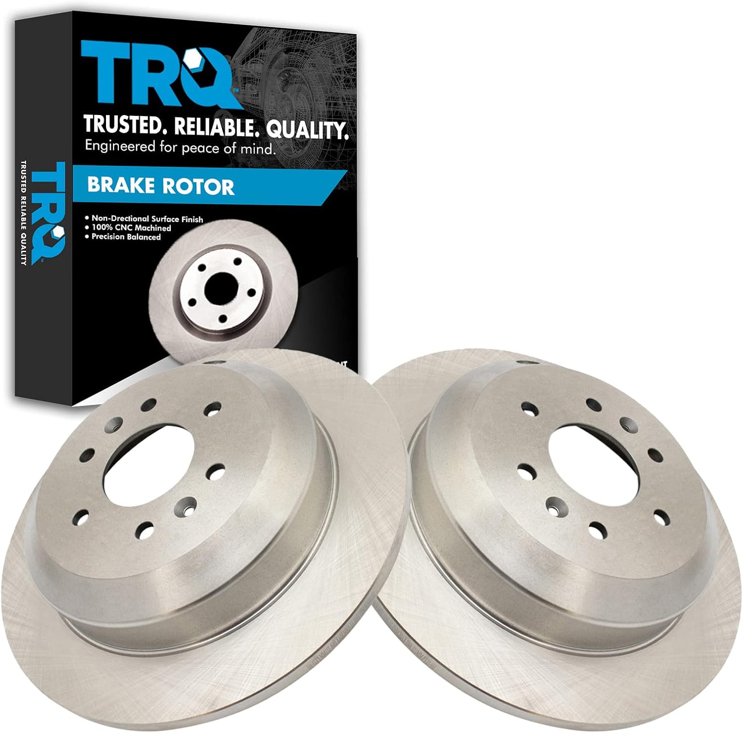 TRQ Rear Brake Rotors Set Solid Compatible with 2009 Kia Borrego