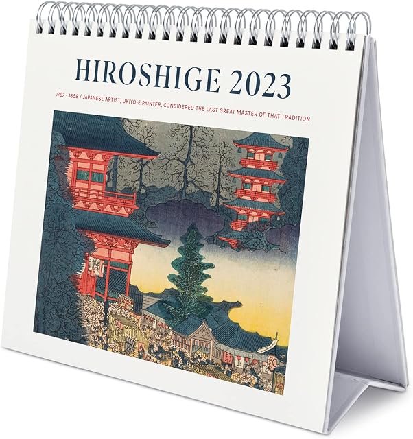 Official Japanese Art Hiroshige Calendar 2023 - Desktop Calendar 2023 - 7 x 8 inches / 18 x 20 cm - Japanese Art Desk Calendar 2023 - 12 Month 2023 Planner - Japanese Gifts