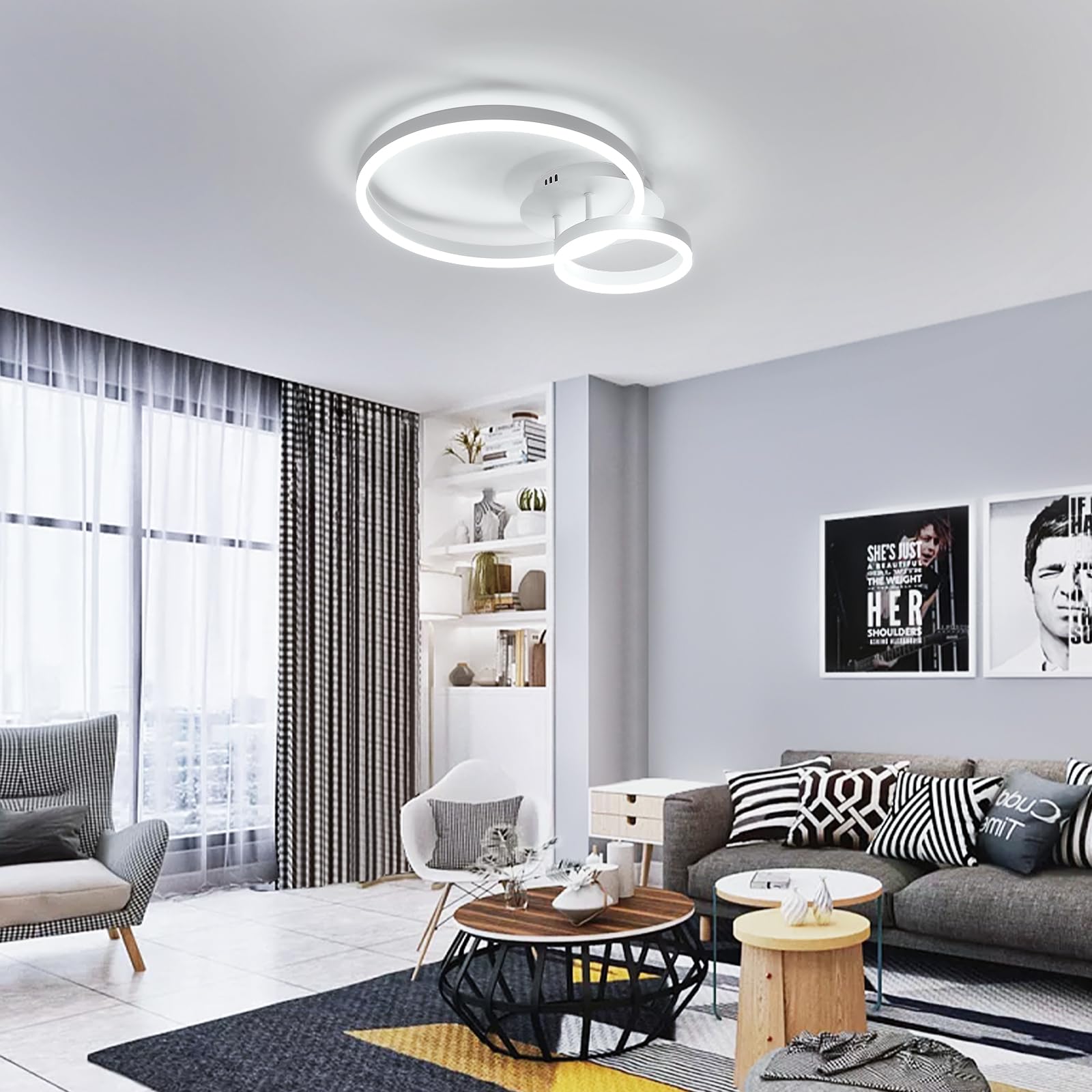 Osairous Plafon LED Techo Regulable, 42W 4725LM Moderno Lampara con Mando a Distancia 3000K-6500K, Redondo Luz de Techo Acrílico para Salón Dormitorio Cocina Pasillo, Ø50cm
