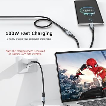 USB C Extension Cable 3.3FT, Full-Featured USBC Extender Cable 100W Fast Charging / 10Gbps Fast Data/4K@60Hz Monitor Video, Type C Male to Female USB 3.2 Gen 2 for Laptop,Phone,Tablet,Swicher,Monitor