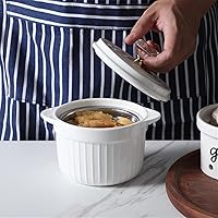 Vista 2 de Contenedor de grasa de tocino con tapa de cristal y colador, contenedor de cerámica de 17 onzas para almacenamiento de aceite para freír