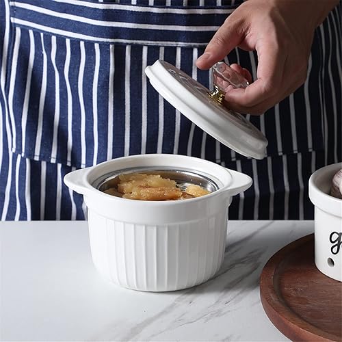 Miniatura 10 de Contenedor de grasa de tocino con tapa de cristal y colador, contenedor de cerámica de 17 onzas para almacenamiento de aceite para freír para