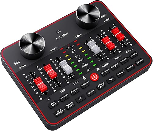 Miniatura 11 de Paquete de micrófono de podcast con tarjeta de sonido en vivo y mezclador de audio, equipo de podcast con tarjeta de sonido de 3.5mm, micrófono de