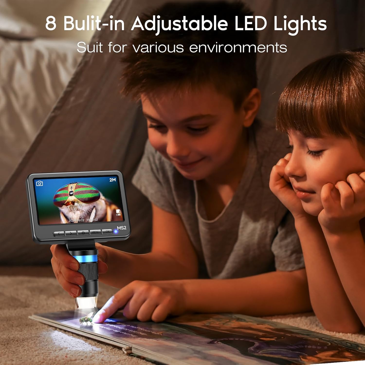 1080P LCD Digital Microscope with 32GB SD Card, Coin Microscope with 5-inch IPS Screen,PC View,Photo/Video Capture,Compatible with Windows Mac