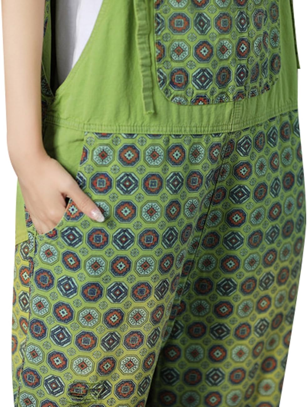 Women's Printed Jumpsuits Casual Rompers Denim Bib Overalls