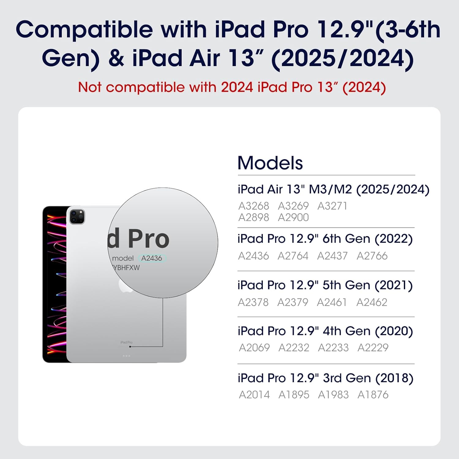 PITAKA iPad Pro 12.9 Case, Compatible with iPad Air M3/M2 13 Inch & iPad Pro 12.9 (3-6th Gen) 2022/2021/2020/2018, Lightweight Portrait/Landscape Magnetic Case with 4 Standing Angles - Black - Image 2