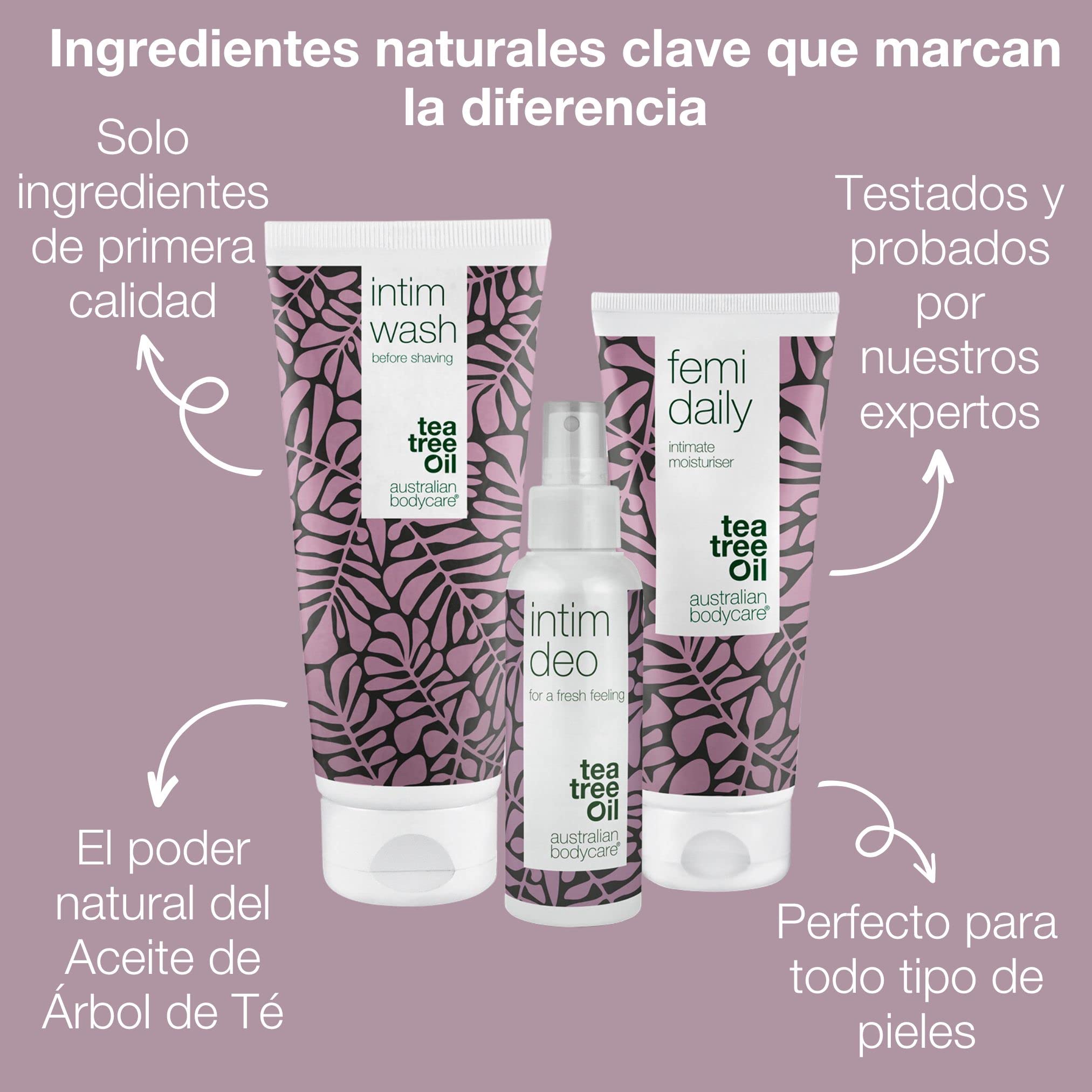 "Kit de Olor Íntimo con Aceite de Árbol de Té para Mujeres - Set de Higiene Femenina que Incluye Lavado Íntimo, Femi Daily y Desodorante Íntimo - Elimina el Olor y Promueve la Frescura"