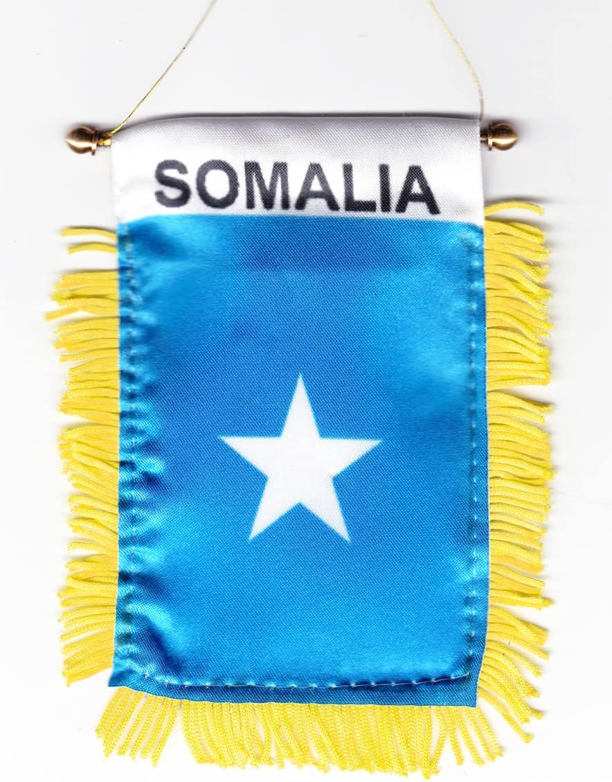 Liberia Car Window Flag With Suction Cup - Fringed Rear View Mirror Hanging Decor