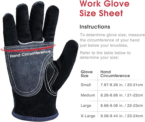 Miniatura 11 de YESWELDER Guantes de soldadura MIG de cuero Forge de 16 pulgadas, 932 ℉, con costuras de Kevlar resistentes al calor/fuego, refuerzos de palma
